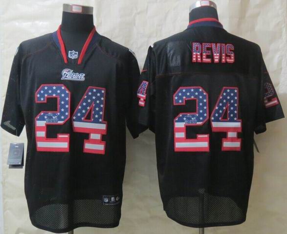 Nike New England Patriots 24 Revis USA Flag Fashion Black Elite Jerseys