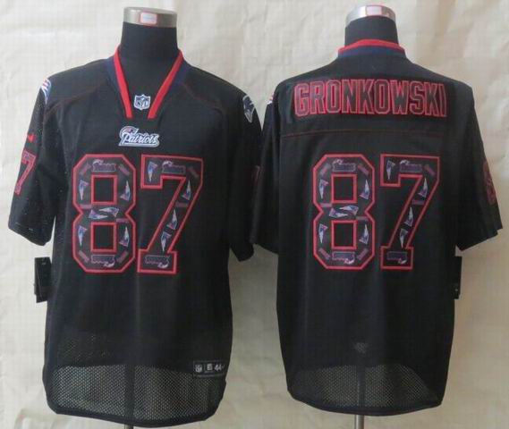 Nike New England Patriots 87 Gronkowski Lights Out Black Elite Jerseys