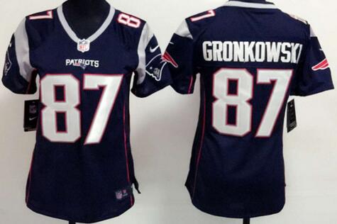 Nike New England Patriots 87 Rob Gronkowski blue women football jerseys