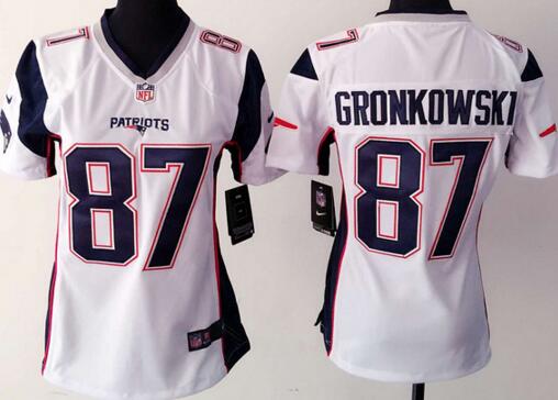 Nike New England Patriots 87 Rob Gronkowski white women football jerseys
