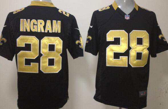 Nike New Orleans Saints 28 Mark Ingram Black NFL game Jerseys