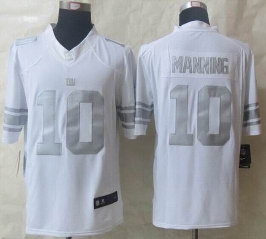 Nike New York Giants 10 Manning Platinum White Limited Jerseys