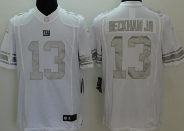 Nike New York Giants 13 Beckham jr Platinum White Limited Jerseys(1)