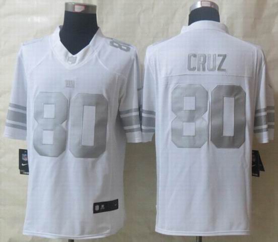 Nike New York Giants 80 Cruz Platinum White Limited Jerseys
