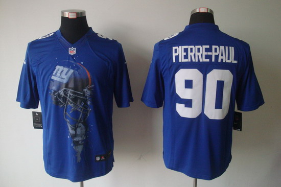 Nike New York Giants 90 Jason Pierre-Paul Blue NFL Helmet Tri-Blend Limited Jerseys