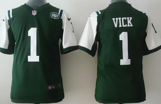 Nike New York Jets 1 Michael Vick youth kids Green NFL football Jerseys