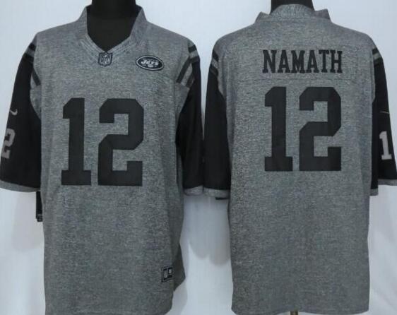 Nike New York Jets 12 Namath Gray Stitched Gridiron Gray Limited Jersey