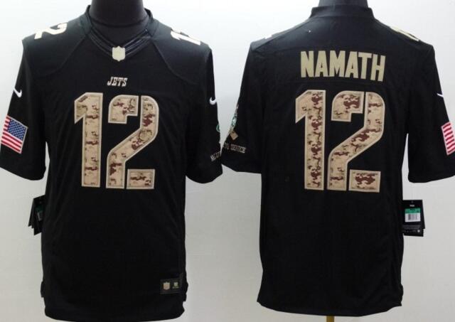 Nike New York Jets 12 Namath Green Salute To Service Limited black Jersey