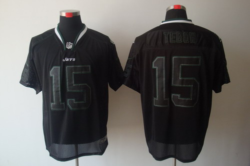 Nike New York Jets 15 Tim Tebow Elite Black NFL Lights Out Jerseys