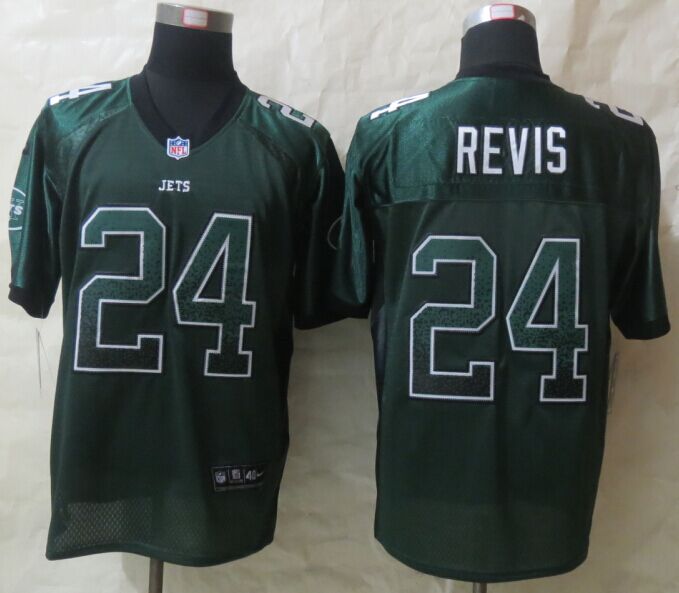 Nike New York Jets 24 Revis Drift Fashion Green Elite Jerseys