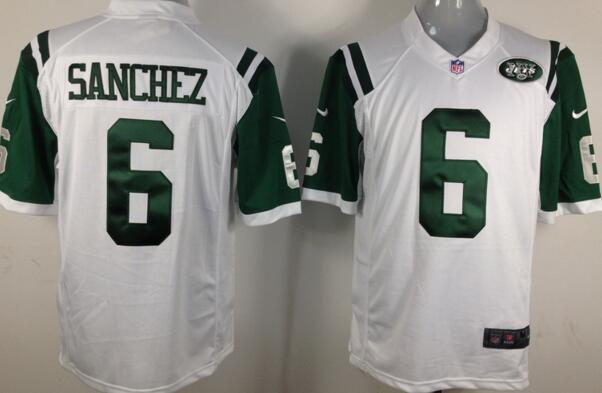 Nike New York Jets 6 Mark Sanchez NFL white game Jerseys