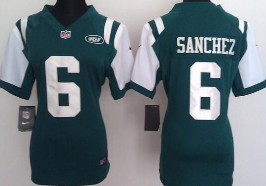 Nike New York Jets 6 Mark Sanchezx NFL green women Jerseys