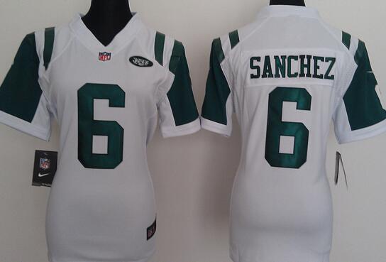 Nike New York Jets 6 Mark Sanchezx NFL white women Jerseys