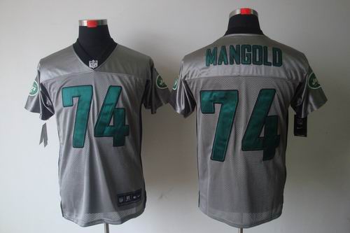 Nike New York Jets 74 Nick Mangold Elite NFL Grey Shadow Jerseys