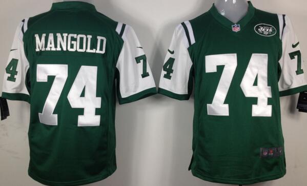 Nike New York Jets 74 Nick Mangold men Green NFL football game Jerseys