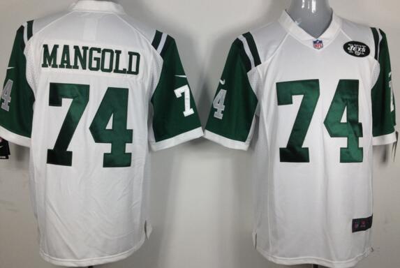 Nike New York Jets 74 Nick Mangold men white NFL football game Jerseys