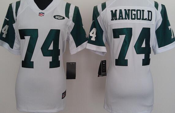 Nike New York Jets 74 Nick Mangold women white NFL football Jerseys