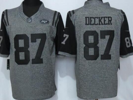 Nike New York Jets 87 Decker Gray Stitched Gridiron Gray Limited Jersey