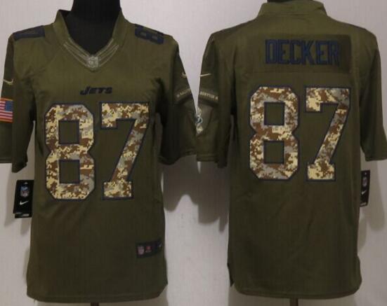 Nike New York Jets 87 Decker Green Salute To Service Limited Jersey