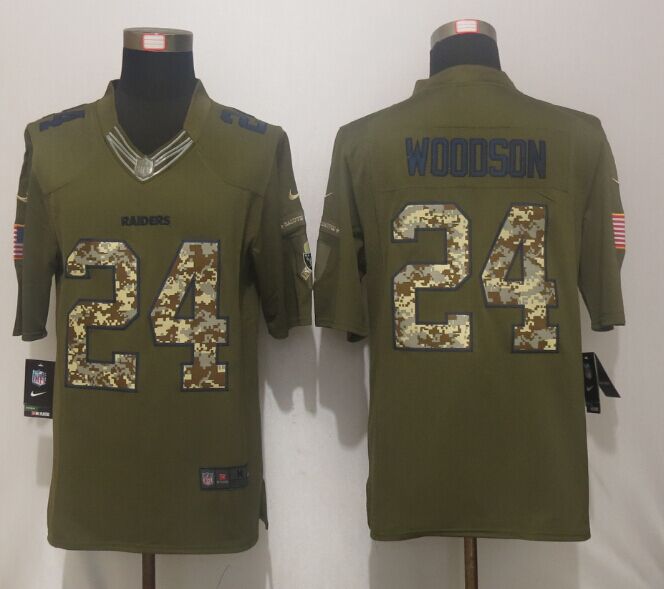 Nike Oakland Raiders 24 Woodson Green Salute To Service Limited Jersey