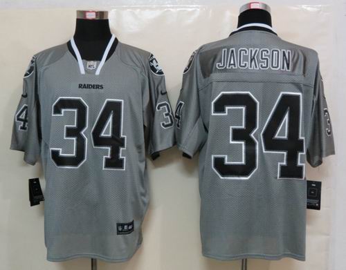 Nike Oakland Raiders 34 Bo Jackson Elite Grey NFL Lights Out Jerseys