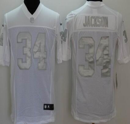 Nike Oakland Raiders 34 jackson Platinum White game Jerseys