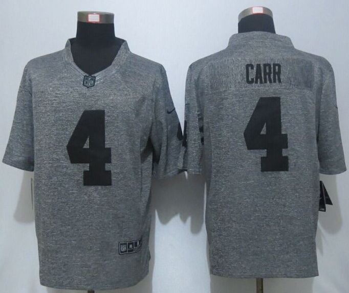 Nike Oakland Raiders 4 Carr Gray Men Stitched Gridiron Gray Limited Jersey