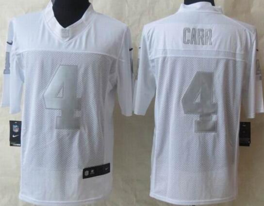 Nike Oakland Raiders 4 Carr Platinum White Limited Jerseys