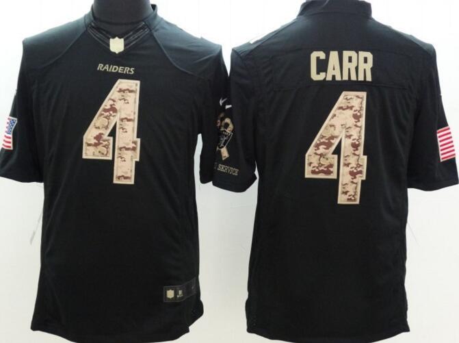 Nike Oakland Raiders 4 Carr USA Flag Fashion Black Elite men Jerseys