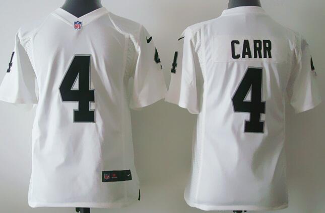Nike Oakland Raiders 4 Carr White kids youth football Jerseys