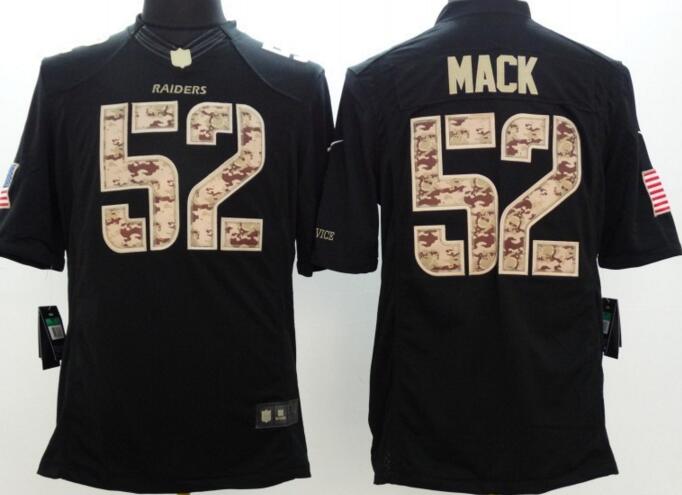 Nike Oakland Raiders 52 Mack USA Flag Fashion Black Elite men Jerseys
