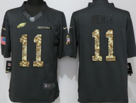 Nike Philadelphia Eagles 11 Wentz Anthracite Salute To Service Limited Jersey