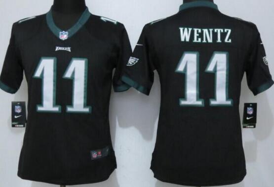 Nike Philadelphia Eagles 11 Wentz Black Limited womenfootball Jerseys