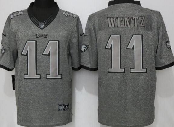 Nike Philadelphia Eagles 11 Wentz Gray Men Stitched Gridiron Gray Limited Jersey