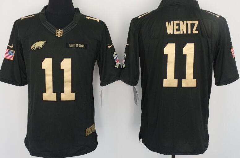 Nike Philadelphia Eagles 11 Wentz gold number Fashion green Elite Jerseys