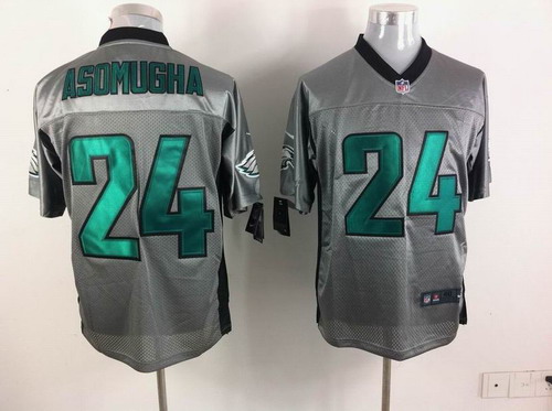 Nike Philadelphia Eagles 24 Nnamdi Asomugha Elite NFL Grey Shadow Jerseys