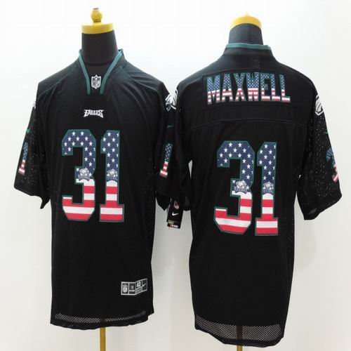 Nike Philadelphia Eagles 31 Byron Maxwell USA Flag Fashion Black Elite Jerseys