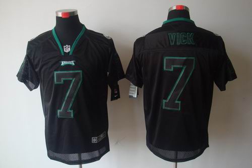 Custom Nike Philadelphia Eagles 7 Michael Vick Elite Black NFL Lights Out Jerseys