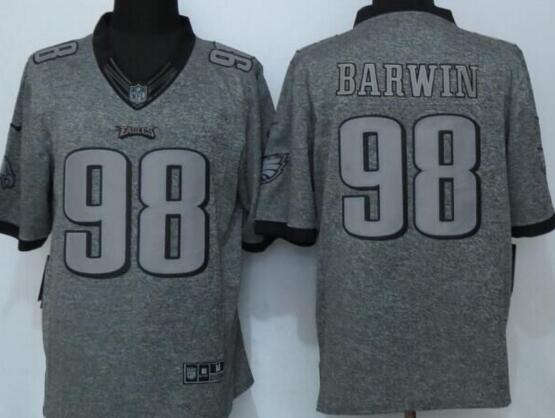Nike Philadelphia Eagles 98 Barwin Gray Men Stitched Gridiron Gray Limited Jersey