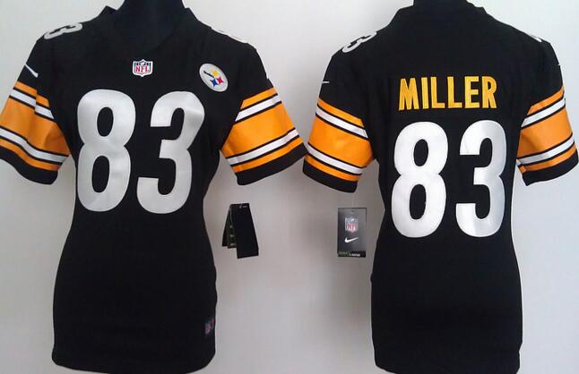 Nike Pittsburgh Steelers  83 Heath Miller Black women football Jerseys