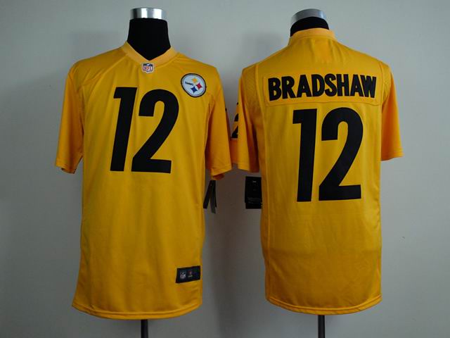Nike Pittsburgh Steelers 12 Terry Bradshaw yellow game nfl Jerseys