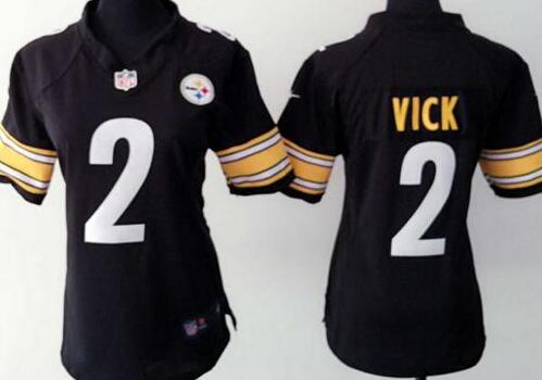 Nike Pittsburgh Steelers 2 Michael Vick Black women football Jerseys