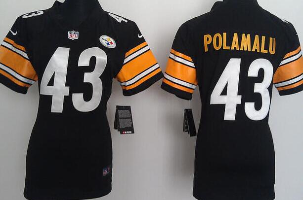 Nike Pittsburgh Steelers 43 Troy Polamalu Black women football Jerseys