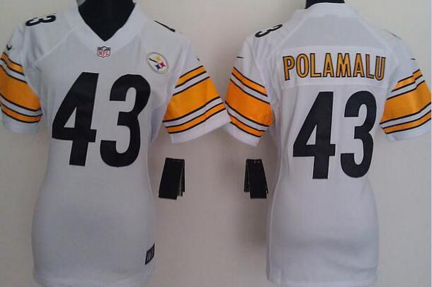 Nike Pittsburgh Steelers 43 Troy Polamalu white women football Jerseys
