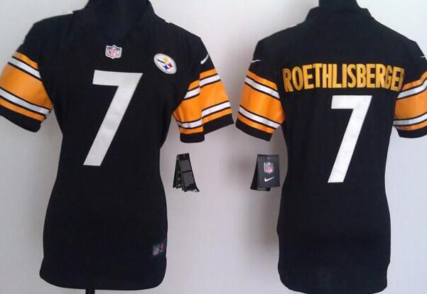 Nike Pittsburgh Steelers 7 Ben Roethlisberger Black women football Jerseys