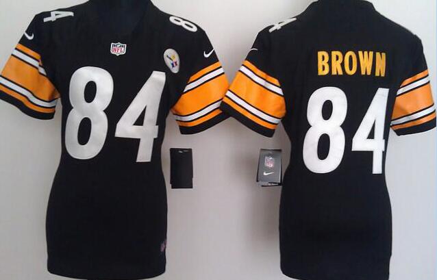 Nike Pittsburgh Steelers 84 Antonio Brown Black women football Jerseys