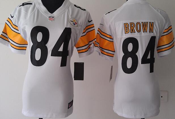 Nike Pittsburgh Steelers 84 Antonio Brown white women football Jerseys