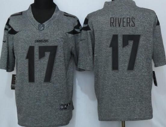 Nike San Diego Chargers 17 Rivers Gray Men Stitched Gridiron Gray Limited Jersey
