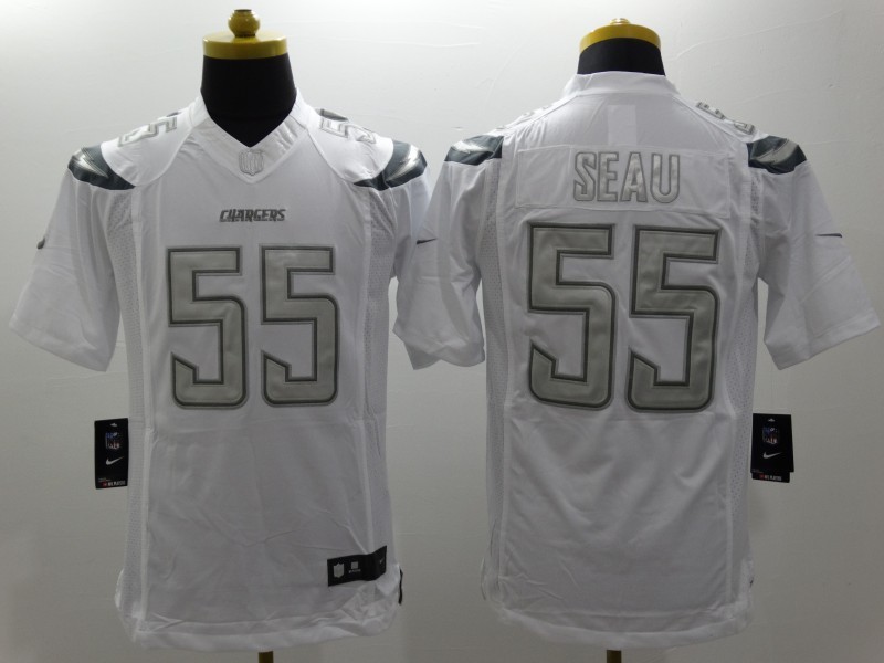 Nike San Diego Chargers 55 Junior Seau white Platinum White Limited Jerseys