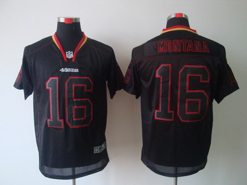 Nike San Francisco 49ers 16 Joe Montana Elite Black NFL Lights Out Jerseys